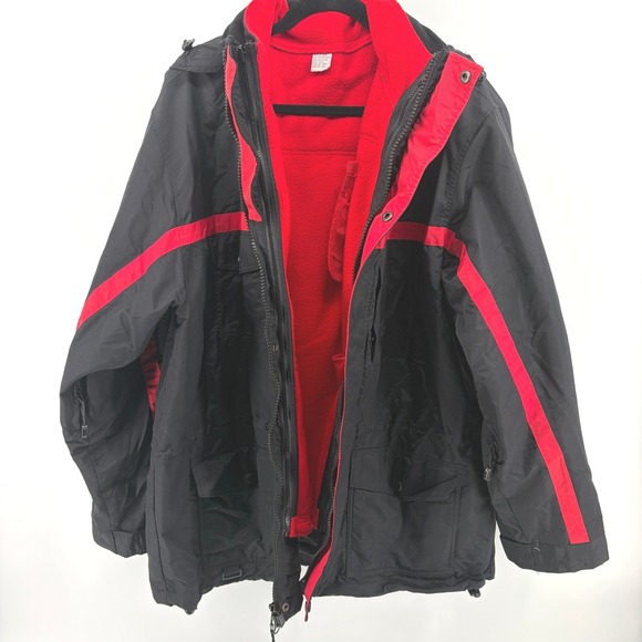 Vintage Marlboro 3 in 1 Hooded Fleece Heavy Ski Jacket Winter Coat‎ Parka Large - Picture 2 of 7